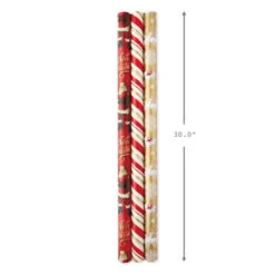 Hallmark Red And Gold 3-Pack Reversible Christmas Wrapping Paper, 120 Sq. Ft. -Hallmark Store 3Pack Red and Gold Reversible Christmas Wrapping Paper 5JXW1029 03