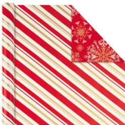 Hallmark Red And Gold 3-Pack Reversible Christmas Wrapping Paper, 120 Sq. Ft. -Hallmark Store 3Pack Red and Gold Reversible Christmas Wrapping Paper 5JXW1029 05