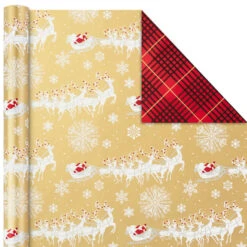 Hallmark Red And Gold 3-Pack Reversible Christmas Wrapping Paper, 120 Sq. Ft. -Hallmark Store 3Pack Red and Gold Reversible Christmas Wrapping Paper 5JXW1029 06