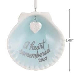 Hallmark A Heart Remembered 2023 Porcelain Ornament -Hallmark Store A Heart Remembered Seashell Keepsake Ornament 1799QHX3037 03
