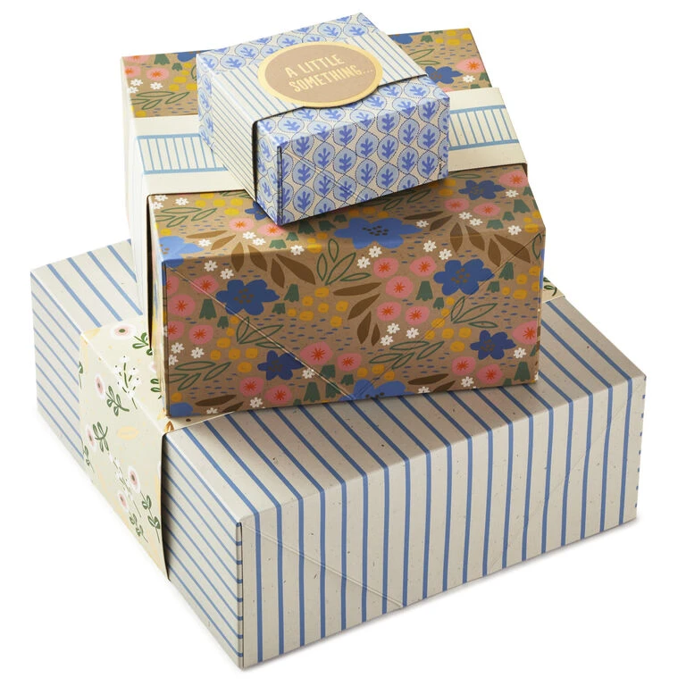 Hallmark 4", 8" And 10" Floral 3-Pack Gift Boxes With Bands 3 Hallmark 4", 8" And 10" Floral 3-Pack Gift Boxes With Bands