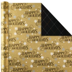 Hallmark Black And Gold 4-Pack Reversible Holiday Wrapping Paper Assortment, 150 Sq. Ft. -Hallmark Store Black and Gold Reversible Wrapping Paper Assortment 5JXW1737 03