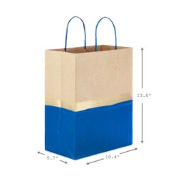 Hallmark 13" Blue And Kraft Paper 6-Pack Gift Bag -Hallmark Store Blue and Kraft Paper 6Pack Large Gift Bags 5EGB6399 03