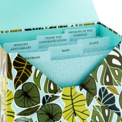 Hallmark Premium Assorted Handmade All-Occasion Cards In Leaf Print Organizer, Box Of 24 -Hallmark Store Bulk Handmade AllOccasion Cards in Storage Box 5EDX1107 09