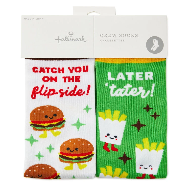 Hallmark Burger And Fries Better Together Funny Crew Socks 4 Hallmark Burger And Fries Better Together Funny Crew Socks - Image 2