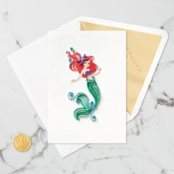 Hallmark Disney The Little Mermaid Ariel Happy Wish Quilled Paper Handmade Card 14 Hallmark Disney The Little Mermaid Ariel Happy Wish Quilled Paper Handmade Card -Hallmark Store Disney The Little Mermaid Ariel Quilled Paper Card 1299LAD2858 05