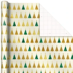 Hallmark Gold And Green 3-Pack Christmas Wrapping Paper Assortment, 120 Sq. Ft. -Hallmark Store Gold and Green Assortment Christmas Gift Wrap 5JXW1204 05
