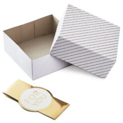 Hallmark 10" Gold And White Striped 2-Pack Gift Boxes With Bands -Hallmark Store Gold and White Striped 2Pack Gift Boxes With Bands 5EBC1226 03