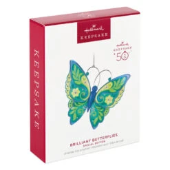 Hallmark Brilliant Butterflies Special Edition Ornament -Hallmark Store Green and Blue Butterfly Keepsake Ornament 1999QGO2799 04