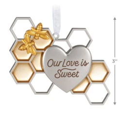Hallmark Our Love Is Sweet Metal Ornament -Hallmark Store Honeycomb and Heart Keepsake Ornament 1799QHX3027 03