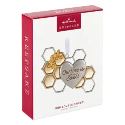 Hallmark Our Love Is Sweet Metal Ornament -Hallmark Store Honeycomb and Heart Keepsake Ornament 1799QHX3027 04