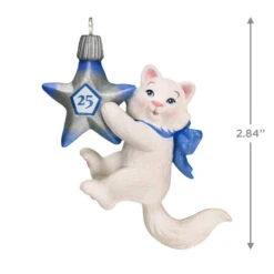 Hallmark Mischievous Kittens Special Edition 25th Anniversary Ornament -Hallmark Store Kitten With 25th Star Keepsake Ornament 1799QXE3327 03