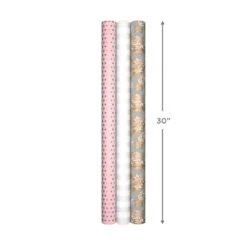 Hallmark Pink And Gray 3-Pack Wrapping Paper, 85 Sq. Ft. Total -Hallmark Store Pink and Gray 2 Standard 1 Foil 3Pack Gift Wrap 5EWR6421 08