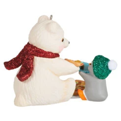Hallmark Snowball And Tuxedo Sharing A Slice Ornament -Hallmark Store Polar Bear and Penguin Keepsake Ornament 1799QXR8049 06