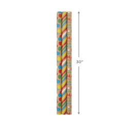 Hallmark Primary Birthday 3-Pack Kraft Wrapping Paper, 105 Sq. Ft. Total -Hallmark Store Primary Birthday 3Pack Kraft Wrapping Paper 5EWR6409 03