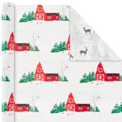Hallmark Rustic Winter 3-Pack Reversible Metallic Christmas Wrapping Paper, 120 Sq. Ft. -Hallmark Store Rustic Winter Reversible Christmas Wrapping Paper 5JXW1034 06