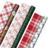 Hallmark Christmas Classics 3-Pack Reversible Wrapping Paper Assortment, 120 Sq. Ft. -Hallmark Store Santa and Plaids Assorted Reversible Gift Wrap 5JXW1070 01
