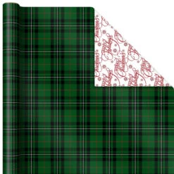 Hallmark Christmas Classics 3-Pack Reversible Wrapping Paper Assortment, 120 Sq. Ft. -Hallmark Store Santa and Plaids Assorted Reversible Gift Wrap 5JXW1070 05
