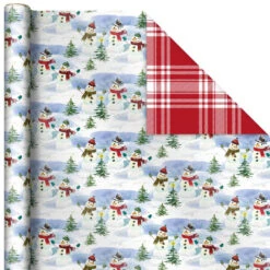 Hallmark Christmas Classics 3-Pack Reversible Wrapping Paper Assortment, 120 Sq. Ft. -Hallmark Store Santa and Plaids Assorted Reversible Gift Wrap 5JXW1070 06