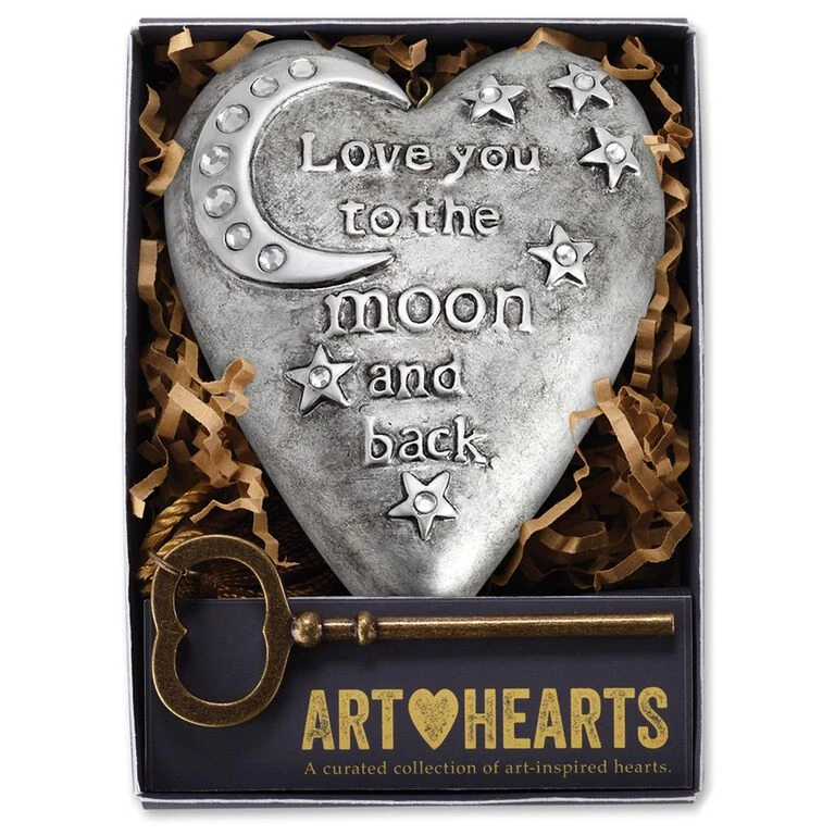 To The Moon Art Heart Sculpture, 4" 6 To The Moon Art Heart Sculpture, 4" - Image 4