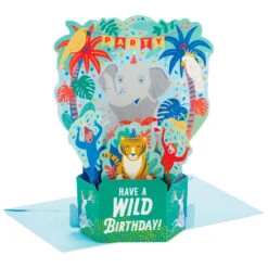 Hallmark Wild Animal Party Boxed Pop-Up Birthday Cards, Pack Of 8