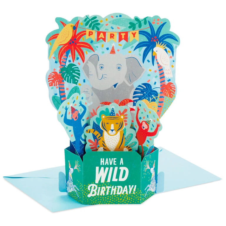 Hallmark Wild Animal Party Boxed Pop-Up Birthday Cards, Pack Of 8 3 Hallmark Wild Animal Party Boxed Pop-Up Birthday Cards, Pack Of 8