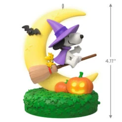 Hallmark The Peanuts® Gang Snoopy's Moonlit Mischief Musical Ornament With Light -Hallmark Store Witch Snoopy on Broom Keepsake Ornament 2699QFO5319 03